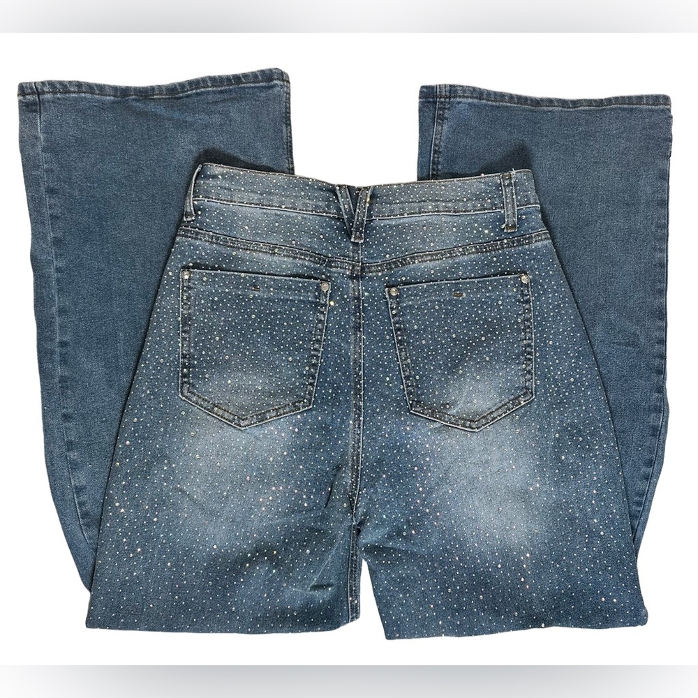 Vibrant VBRT Rinestone Jeweled Women’s Jeans High Waist Flare - Picture 6 of 8